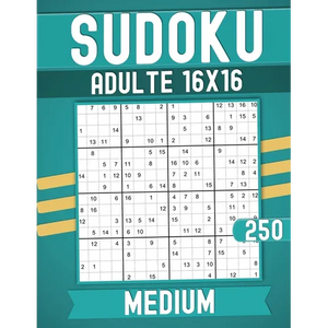 Medium Sudoku Books for Adults 16 x 16: 250 Puzzles with Solutions Large print. - Paperback
