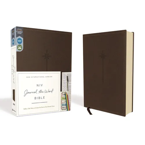 NIV, Journal the Word Bible, Imitation Leather, Brown, Red Letter Edition, Comfort Print: Reflect, Take Notes, or Create Art Next to Your Favorite Ver - Imitation Leather