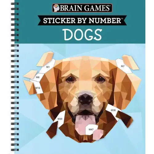 Brain Games - Sticker by Number: Dogs (28 Images to Sticker) - Spiral