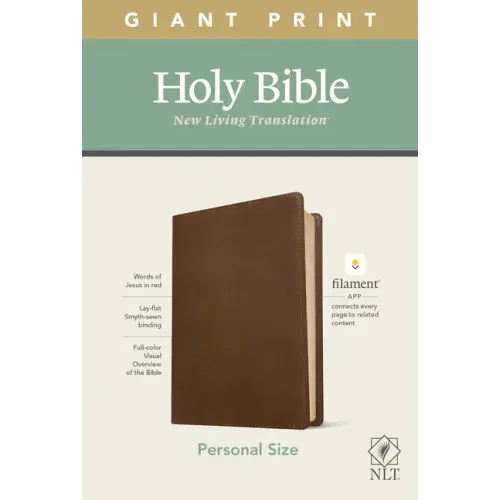 NLT Personal Size Giant Print Bible, Filament Enabled Edition (Red Letter, Leatherlike, Rustic Brown) - Imitation Leather
