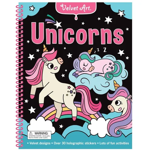 Velvet Art: Unicorns: Activity Book with Velvet Coloring Pages and Holographic Stickers - Spiral