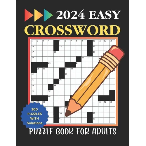 2024 Easy Crossword Puzzle Book for Adults - Paperback