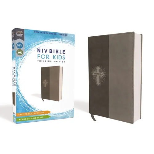 Niv, Bible for Kids, Leathersoft, Gray, Red Letter, Comfort Print: Thinline Edition - Leather