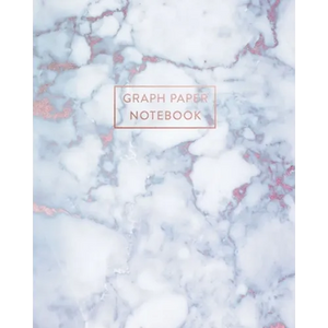 Graph Paper Notebook: Radiant Moonstone, White Grey Marble - 8 x 10 - 5 x 5 Squares per inch - 100 Quad Ruled Pages - Cute Graph Paper Compo - Paperback