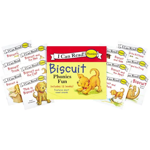 Biscuit 12-Book Phonics Fun!: A Box of 12 Mini-Books Featuring Short and Long Vowel Sounds - Boxed Set