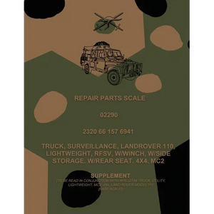 Repair Parts Scale, Truck, Surveillance, Land Rover 110, Lightweight, RFSV, W/Winch, W/Side Storage, W/Rear Seat, 4x4, MC2 - Paperback