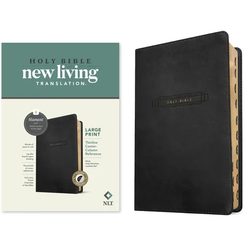 NLT Large Print Thinline Center-Column Reference Bible, Filament Enabled (Leatherlike, Black Holy Windows, Indexed, Red Letter) - Imitation Leather