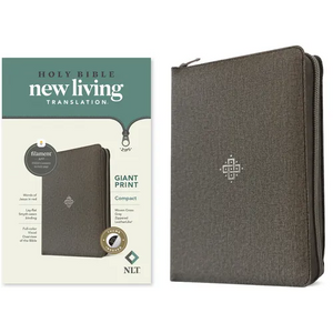 NLT Compact Giant Print Zipper Bible, Filament Enabled (Leatherlike, Woven Cross Gray, Indexed, Red Letter) - Imitation Leather