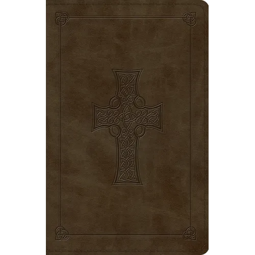 ESV Large Print Value Thinline Bible (Trutone, Olive, Celtic Cross Design) - Imitation Leather