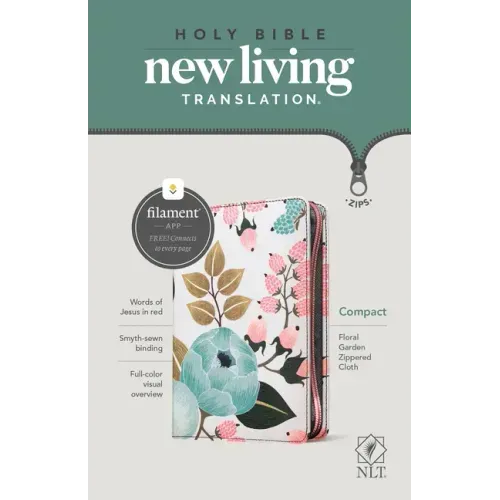 NLT Compact Zipper Bible, Filament Enabled (Cloth, Floral Garden, Red Letter) - Paperback