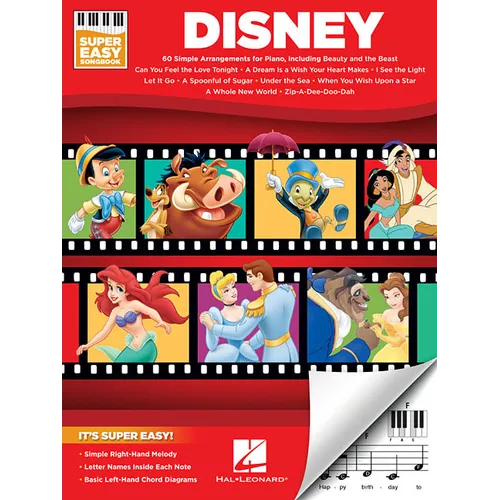 Disney - Super Easy Songbook - Disney Piano Music Book with Accessible Arrangements - Easy-To-Play Piano Sheet Music Book - Paperback