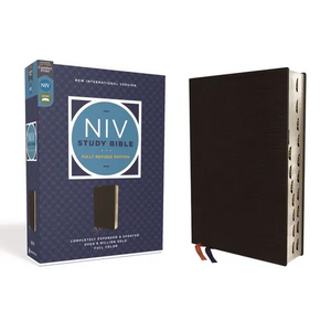 NIV Study Bible, Fully Revised Edition, Bonded Leather, Black, Red Letter, Thumb Indexed, Comfort Print - Bonded Leather