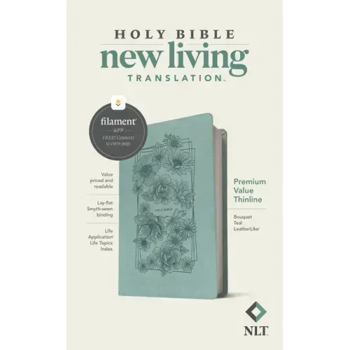 NLT Premium Value Thinline Bible, Filament Enabled (Leatherlike, Bouquet Teal) - Imitation Leather