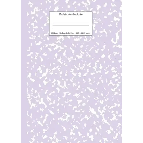 Marble Notebook A4: Lilac Purple College Ruled Journal - Paperback