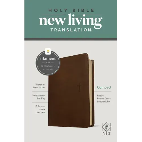 NLT Compact Bible, Filament Enabled (Leatherlike, Rustic Brown, Red Letter) - Imitation Leather