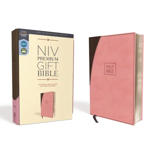 Niv, Premium Gift Bible, Leathersoft, Pink/Brown, Red Letter Edition, Comfort Print - Imitation Leather