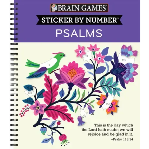 Brain Games - Sticker by Number: Psalms (28 Images to Sticker) - Spiral