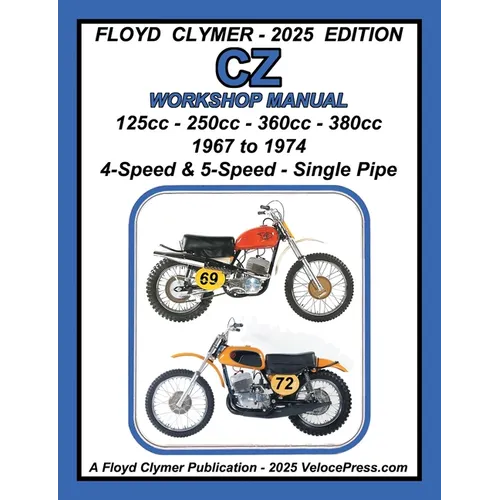 CZ 125cc - 250cc - 360cc - 380cc WORKSHOP MANUAL 1967-1974 SINGLE EXHAUST - Paperback
