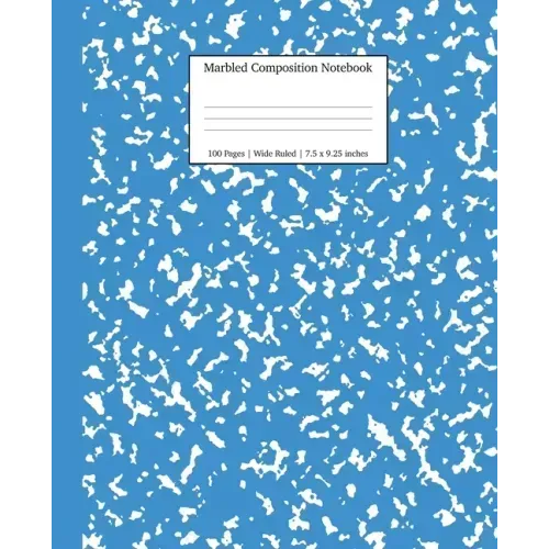 Marbled Composition Notebook: Blue Marble Wide Ruled Paper Subject Book - Paperback