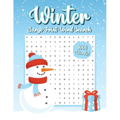 Winter Word Search, 1000 Words, Word Find Puzzle Book: Winter Activity Book for Adults, Large Print - Paperback