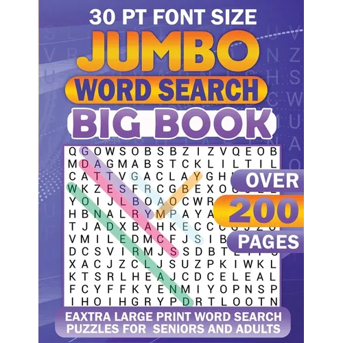 Jumbo Word Search: Big Book 30 Pt Font Size - Paperback
