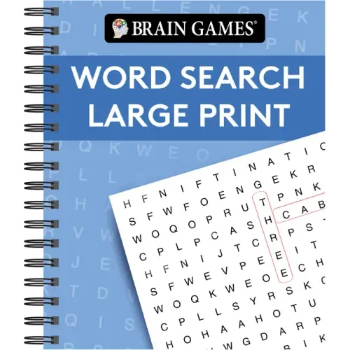 Brain Games - Word Search Large Print (Blue) - Spiral