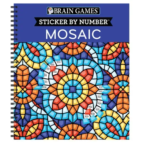 Brain Games - Sticker by Number: Mosaic (20 Complex Images to Sticker) - Spiral