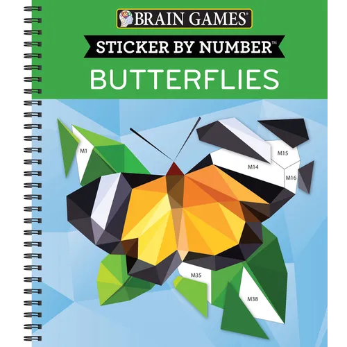 Brain Games - Sticker by Number: Butterflies (28 Images to Sticker) - Spiral