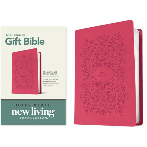 Premium Gift Bible NLT (Leatherlike, Very Berry Pink Vines, Red Letter) - Imitation Leather