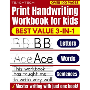 Print Handwriting Workbook for Kids: Learn Handwriting ABC printing practice workbook for Preschool, Pre K, Kindergarten, Grades 1, 2 & 3 and Kids Age - Paperback