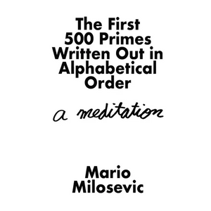 The First 500 Primes Written Out in Alphabetical Order: A Meditation - Paperback