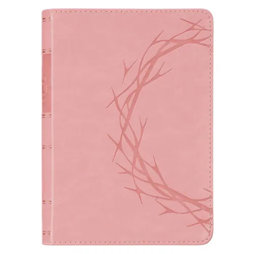 KJV Holy Bible, Compact Large Print Vegan Leather Red Letter Edition - Ribbon Marker, King James Version, Pink