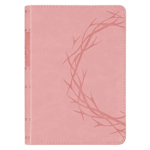 KJV Holy Bible, Compact Large Print Vegan Leather Red Letter Edition - Ribbon Marker, King James Version, Pink - Spiral
