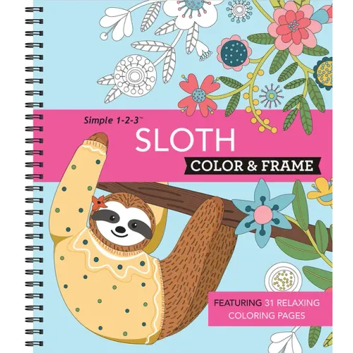 Color & Frame - Sloth (Adult Coloring Book) - Spiral