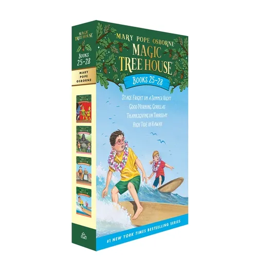 Magic Tree House Books 25-28 Boxed Set: Stage Fright on a Summer Night; Good Morning, Gorillas; Thanksgiving on Thursday; High Tide in Hawaii - Boxed Set