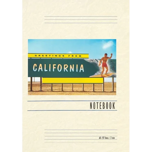 Vintage Lined Notebook Greetings from California, Surfer on Billboard - Paperback