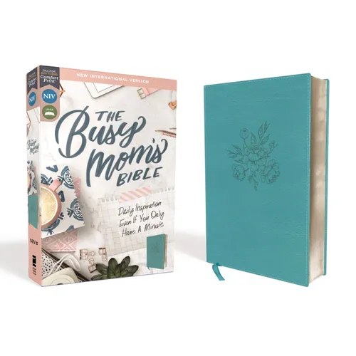 Niv, Busy Mom's Bible, Leathersoft, Teal, Red Letter Edition, Comfort Print: Daily Inspiration Even If You Only Have One Minute - Imitation Leather