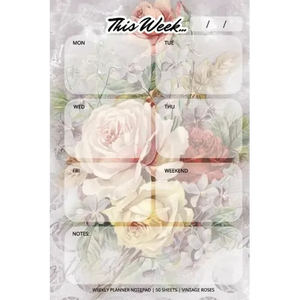 Weekly Planner Notepad: Vintage Roses, Daily Planning Pad for Organizing, Tasks, Goals, Schedule - Paperback