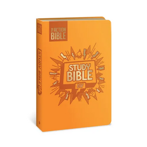 The Action Bible Study Bible Esv, Leathersoft, Orange, Full Color - Imitation Leather