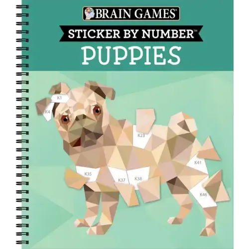 Brain Games - Sticker by Number: Puppies (14 Images to Sticker) - Spiral