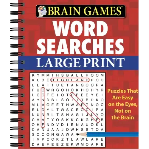 Brain Games - Word Searches - Large Print (Red) - Spiral