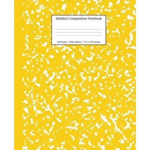 Marbled Composition Notebook: Yellow Marble Wide Ruled Paper Subject Book - Paperback