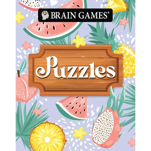 Brain Games - Take-Along - Puzzles Summer-Themed Fruit Design Portable Variety Puzzle Book - Paperback