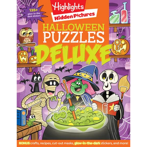 Halloween Puzzles Deluxe: Jumbo Halloween Gift for Kids with Seek and Find Puzzles, Over 600 Hidden Objects, 135 Glow-In-The-Dark Stickers, Recipes an - Paperback