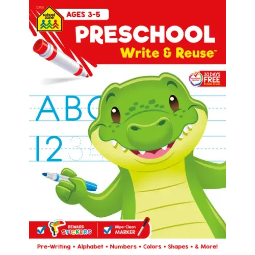 School Zone Preschool Write & Reuse Workbook - Paperback