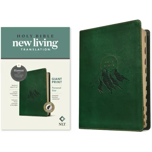 NLT Personal Size Giant Print Bible, Filament Enabled (Leatherlike, Evergreen Mountain, Indexed, Red Letter) - Imitation Leather