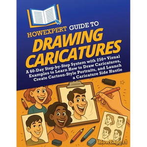 HowExpert Guide to Drawing Caricatures: A 60-Day Step-by-Step System with 250+ Visual Examples to Learn How to Draw Caricatures, Create Cartoon-Style - Paperback