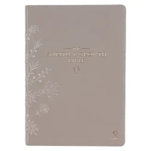 The Spiritual Growth Bible, Study Bible, NLT - New Living Translation Holy Bible, Faux Leather, Taupe Embroidred Floral - Leather