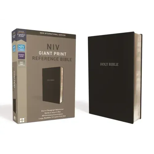 NIV, Reference Bible, Giant Print, Leather-Look, Black, Red Letter Edition, Comfort Print - Imitation Leather