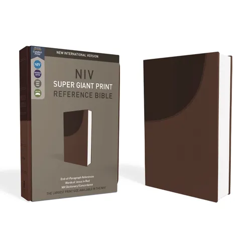 NIV, Super Giant Print Reference Bible, Imitation Leather, Brown, Red Letter Edition - Imitation Leather